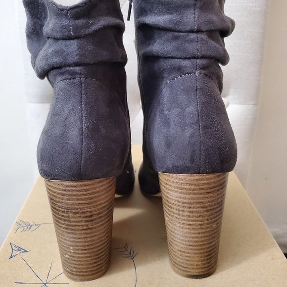 Inidgo Rd. Gray fabric open-toe heeled booties - Picture 4 of 6